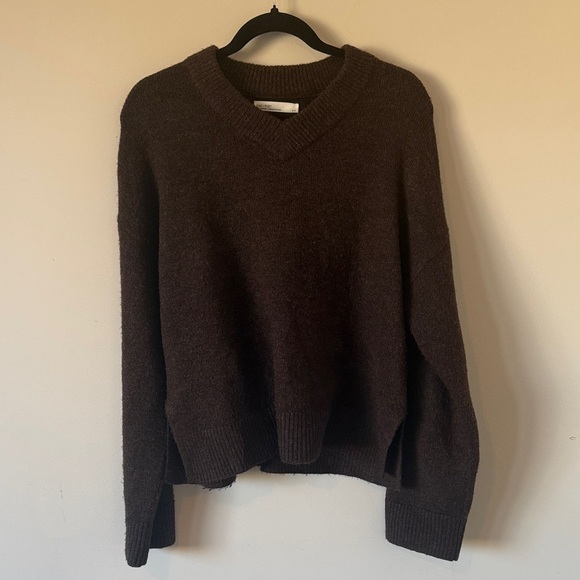 OAK + FORT Sweaters - 59. | OAK + FORT | V-Neck Brown Sweater | Size M